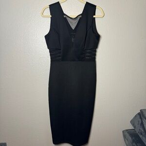 NWOT Enfocus Studio Little Black Dress with Mesh Side Detail and Mesh deep v